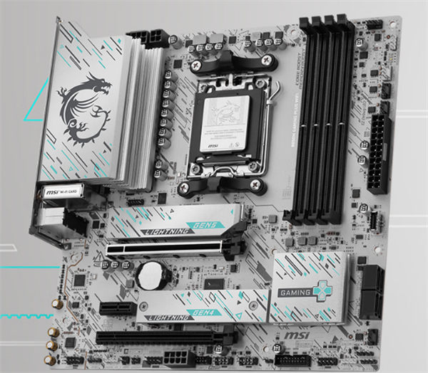 1199元 微星推出B850M GAMING PLUS WIFI主板：纯白PCB设计(图1)
